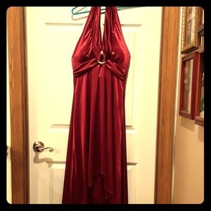 Stunning red satin Marilyn style dress